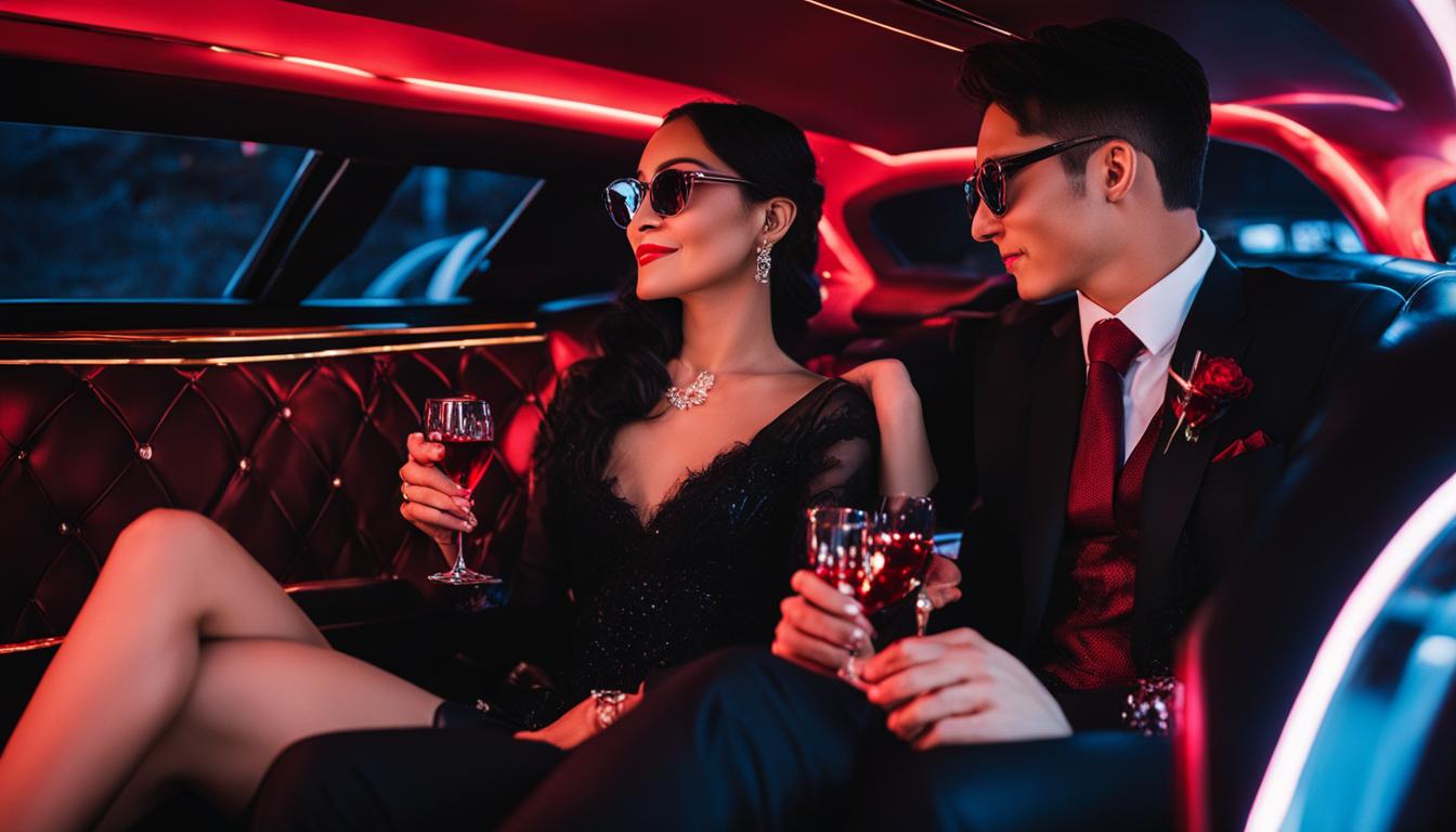 love and drinks in a limo